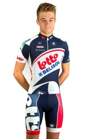 Neo-pro Tosh Van der Sande models the kit for Lotto-Belisol's 2012 season.