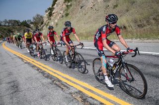 Peter Stetina (BMC) leads the peloton up the first climb of stage 2 during the USA Pro Challenge.