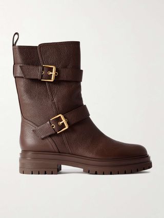 Thiago Flair Buckled Textured-Leather Boots