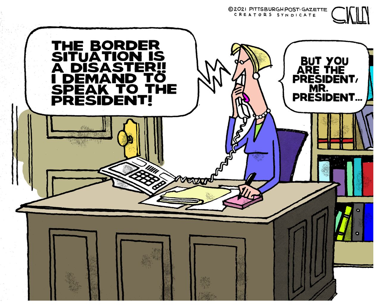 Political Cartoon U.S. biden migrant border