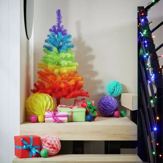 Argos Home 3ft Slim Christmas Tree - Rainbow