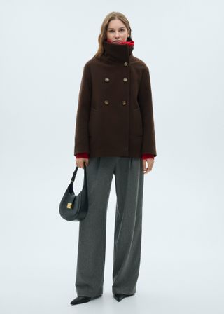 MANGO High Neck Wool Blend Coat