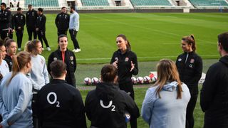 Kate Middleton speaks with England's women's rugby team players