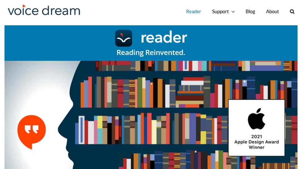 Voice Dream Reader website screenshot (February 2026).