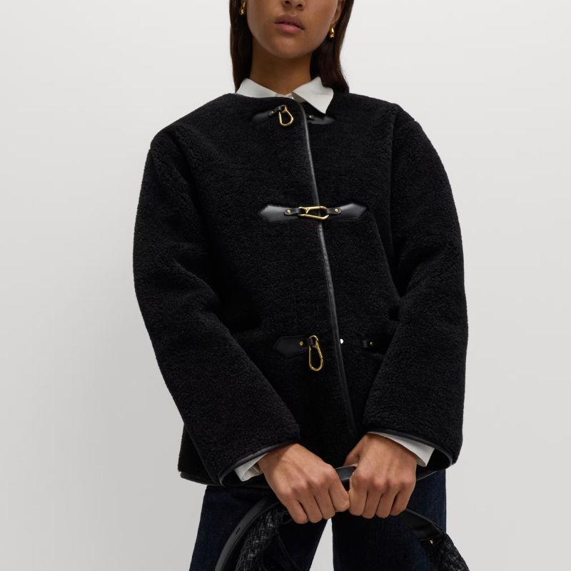 M&S, Faux Fur Buckle Trim Coat