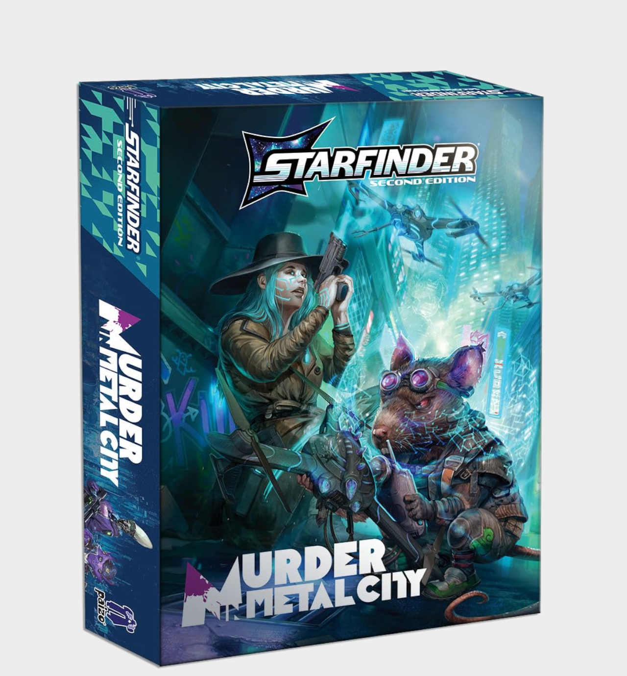 Starfinder: Murder in Metal City box on a plain background
