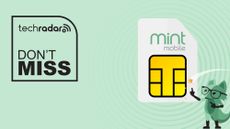 Mint Mobile branded sim card and fox on green background with don't miss text overlay