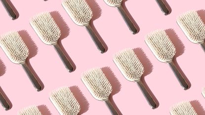 hairbrush series on pink background