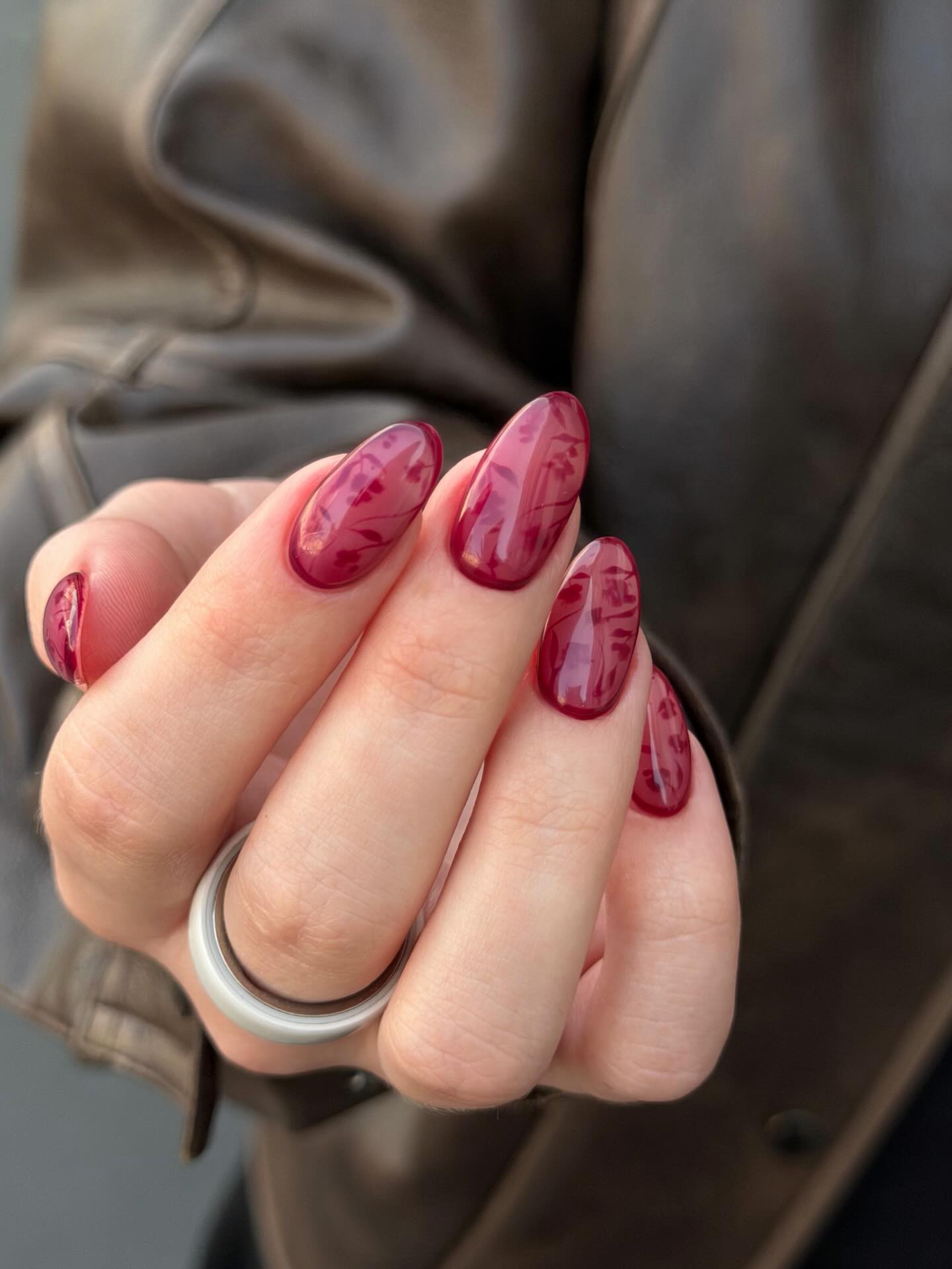 red lace nail design