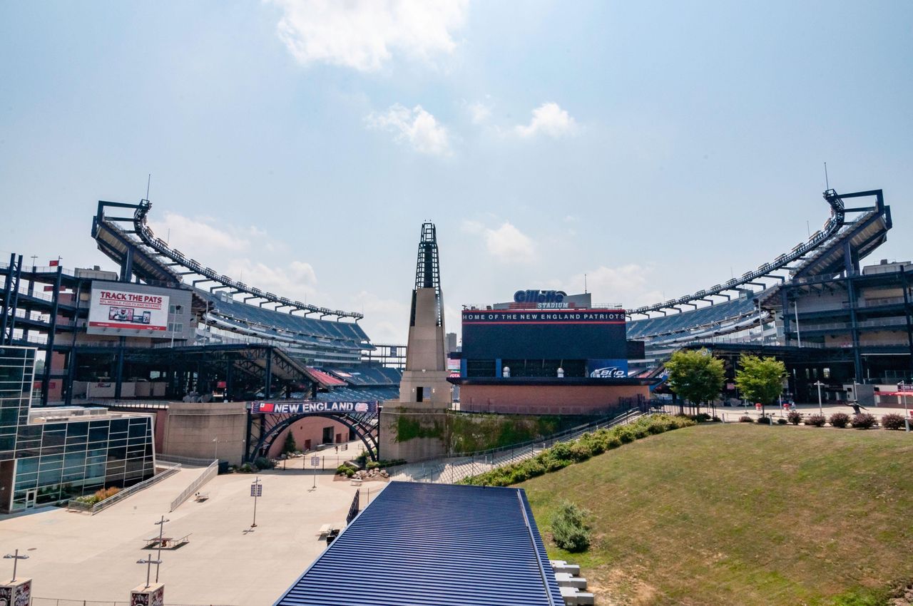 An exterior view of Gillette Stadium, home of the New England Revolution