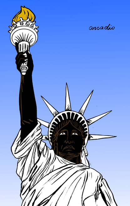 Editorial Cartoon U.S. Statue of Liberty Black Lives Matter