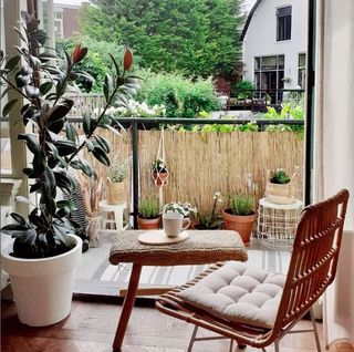 Small balcony with bamboo fencing