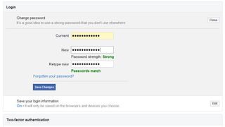 How to change password on Facebook: Enter current and new passwords