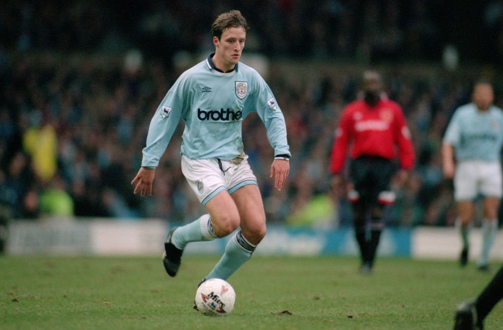 11 February 1995, Manchester - FA Premiership - Manchester City v Manchester United - Nicky Summerbee of Manchester City. (Photo by Mark Leech/Offside via Getty Images)