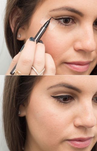 22. Use clear tape as a no-fail cat-eye guide