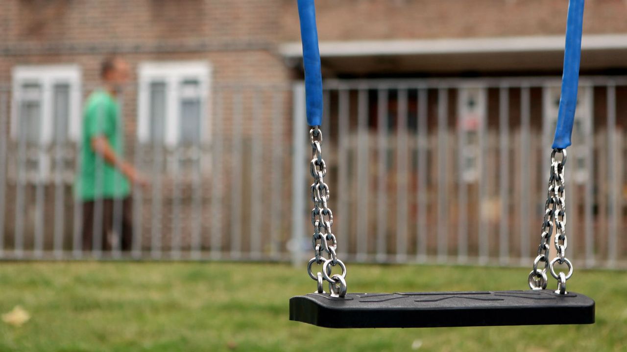 A community playground outside a housing estate in Fulham