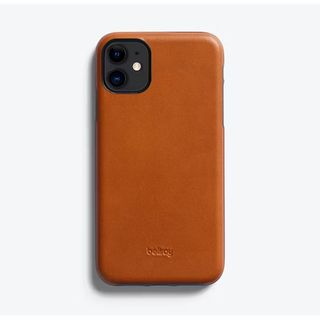Bellroy Leather iPhone 15 Case against white background.