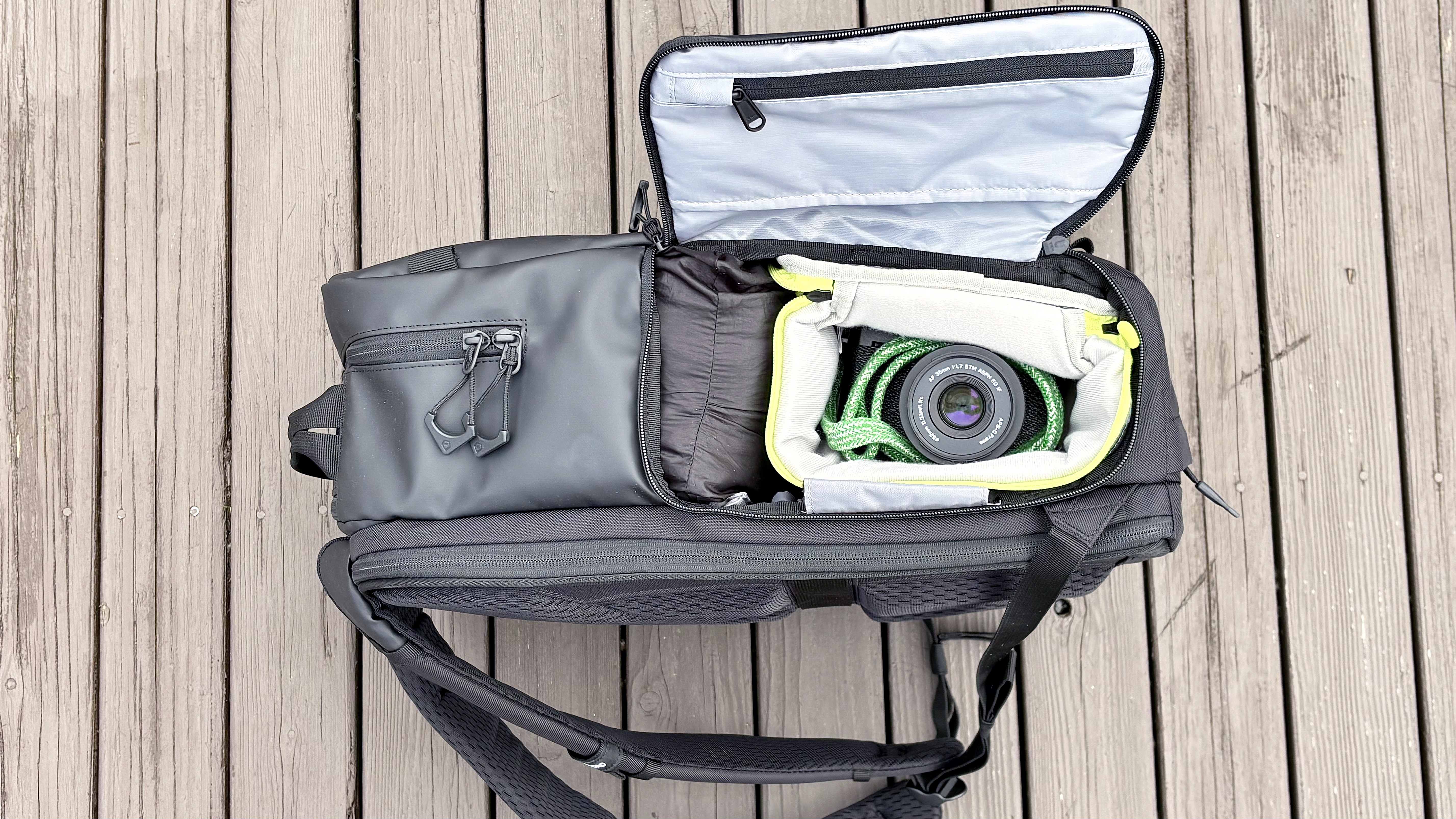 Close-up of the Wandrd Prvke Zip backpack in 31L