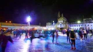 Cardiff ice rink during Christmas-time