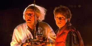 Michael J. Fox as Marty McFly and Christopher Lloyd as Doc Brown