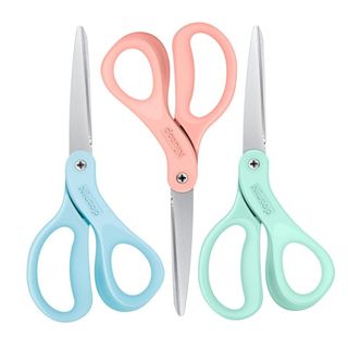 Three pairs of pastel colored scissors
