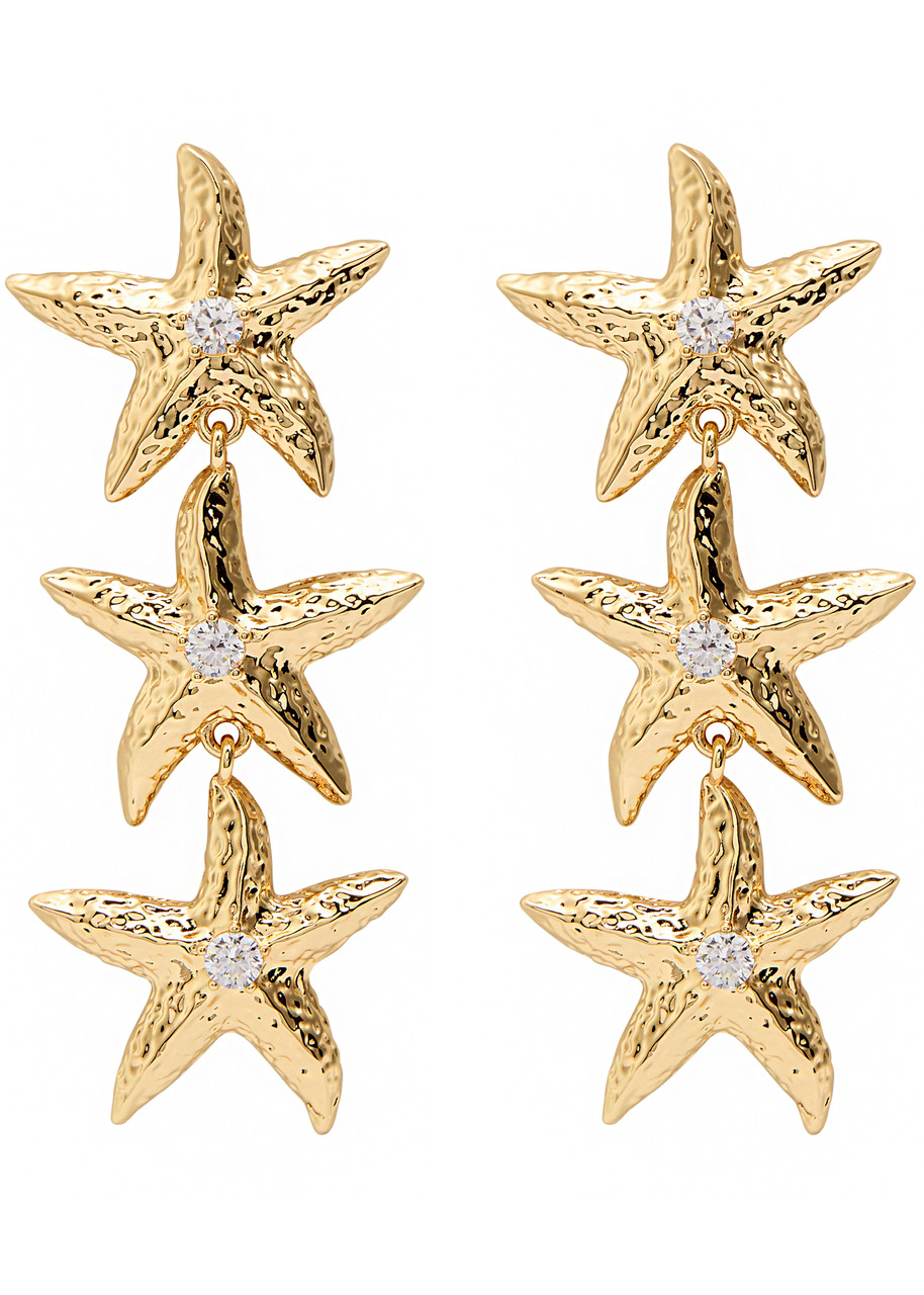 Mottled Gold Sea Star Gold-Plated Drop Earrings