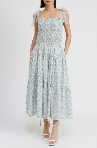 Egret Floral Cotton Maxi Dress