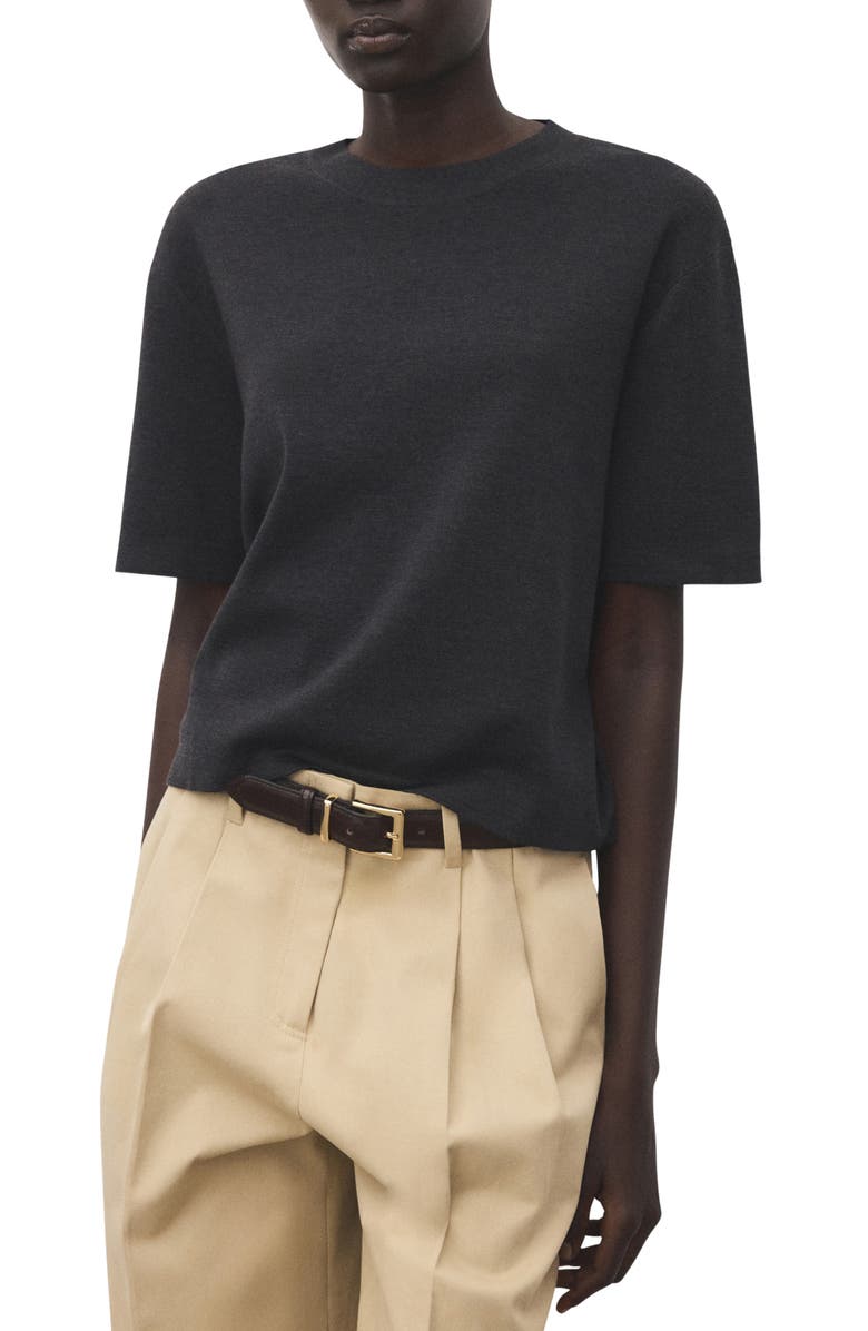 Short Sleeve Wool &amp;amp; Cotton Crewneck Sweater