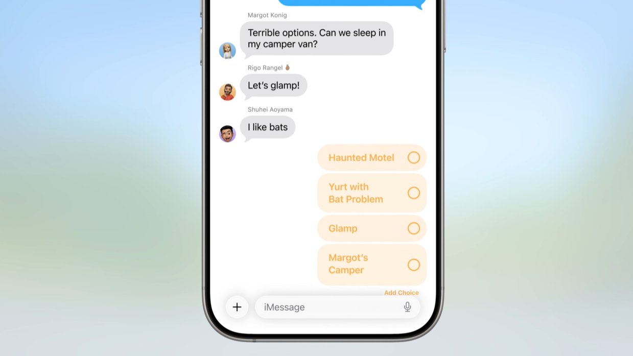 Apple Message's new Polls feature in iOS 26