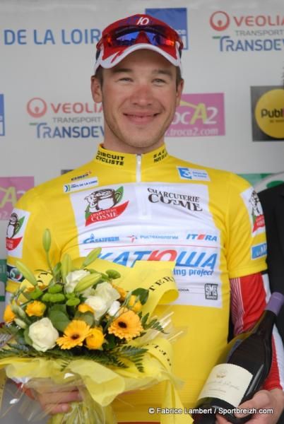 Denis Galimzyanov in yellow for Katusha at Sarthe
