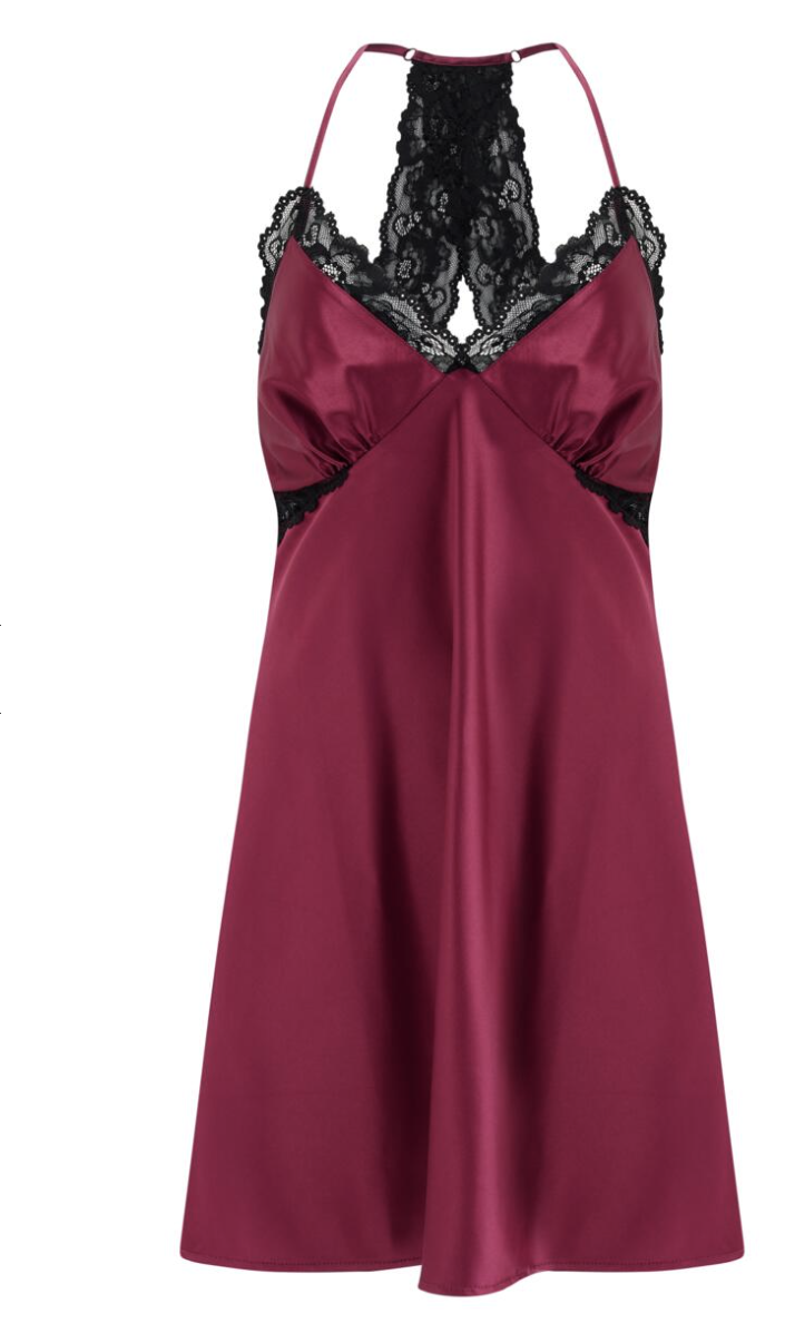Dusk Satin Lace Chemise - Berry