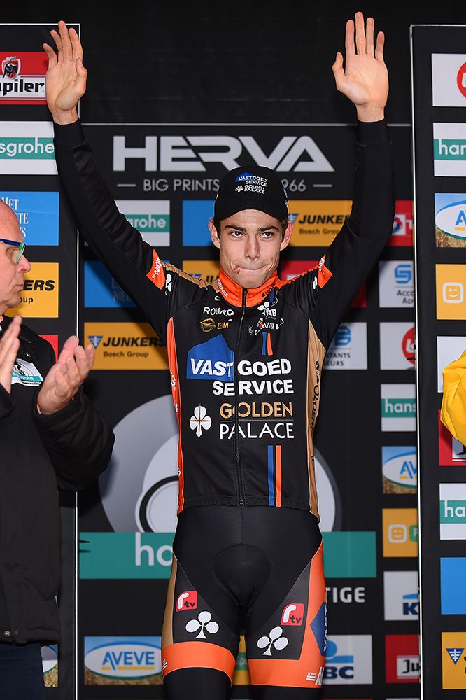Wout Van Aert (Vastgoedservice-Golden Palace) on the podium