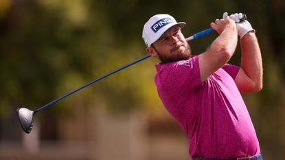 Tyrrell Hatton tees off from the fifth hole at TPC Scottsdale