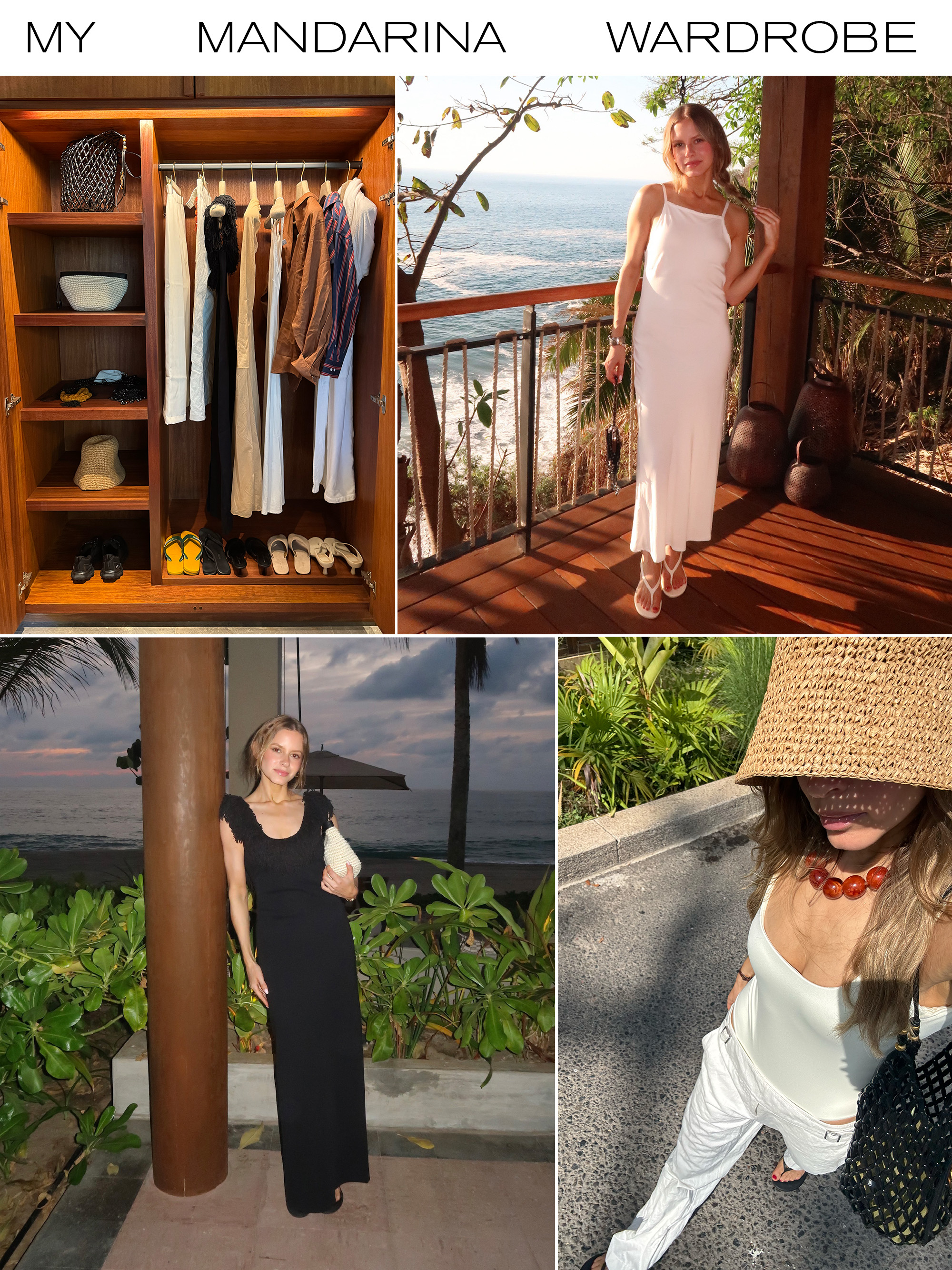 images of nikki chwatt's wardrobe for her rosewood mandarina stay.