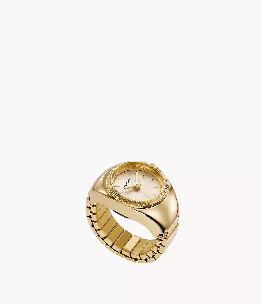 Fossil, Watch Ring Two-Hand Gold-Tone Stainless Steel