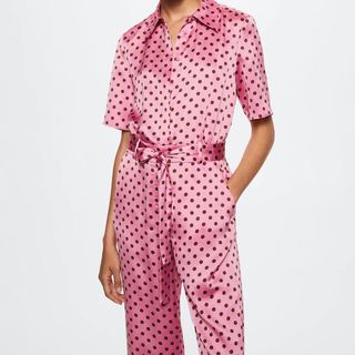 pink polka dot jumpsuit