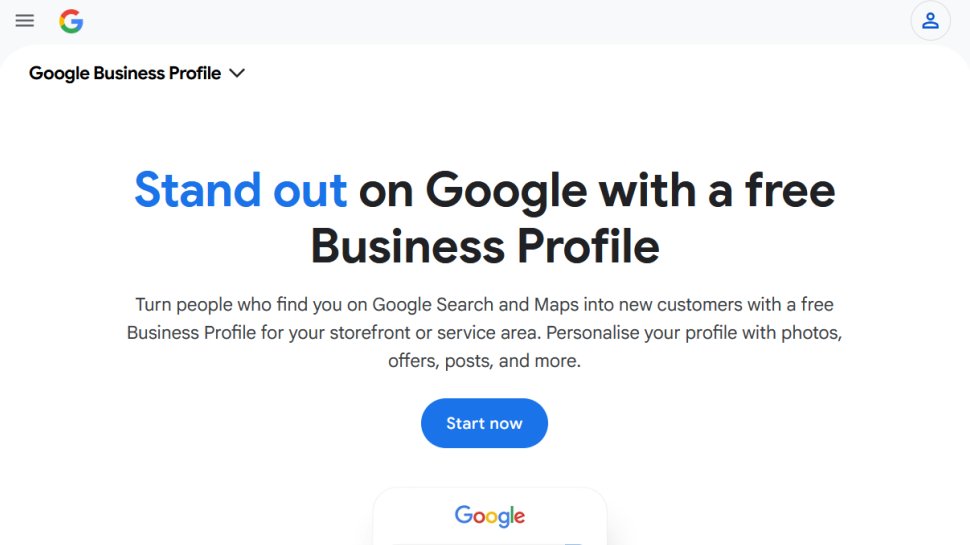 Google Business Profile website screenshot (August 2025).