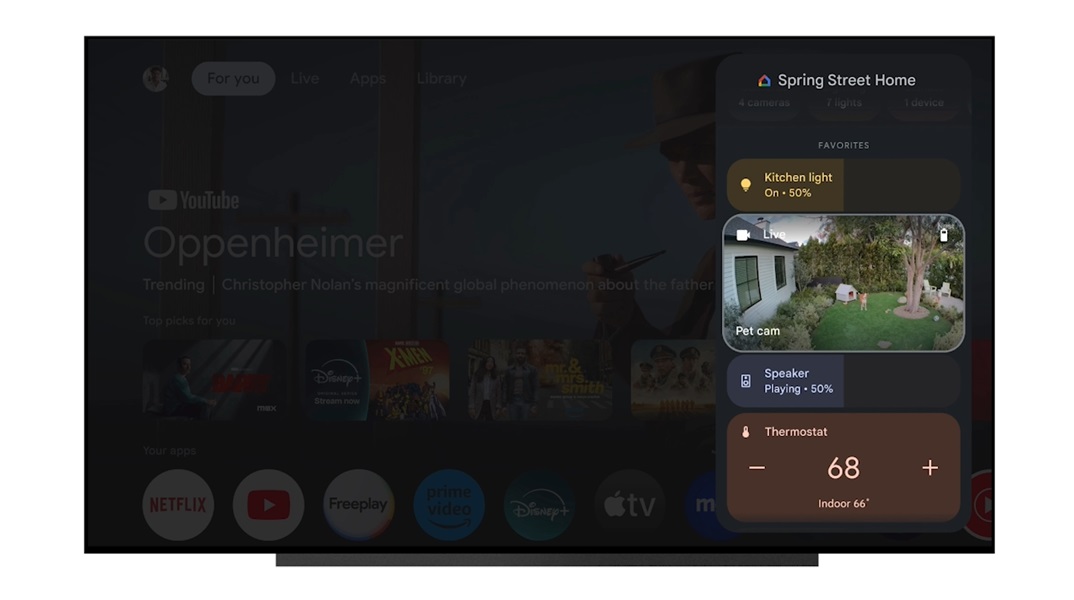 Pembaruan terbaru Google TV pada bulan September menghadirkan "panel rumah" untuk perangkat rumah pintar.