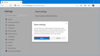Microsoft Edge Chromium reset settings button