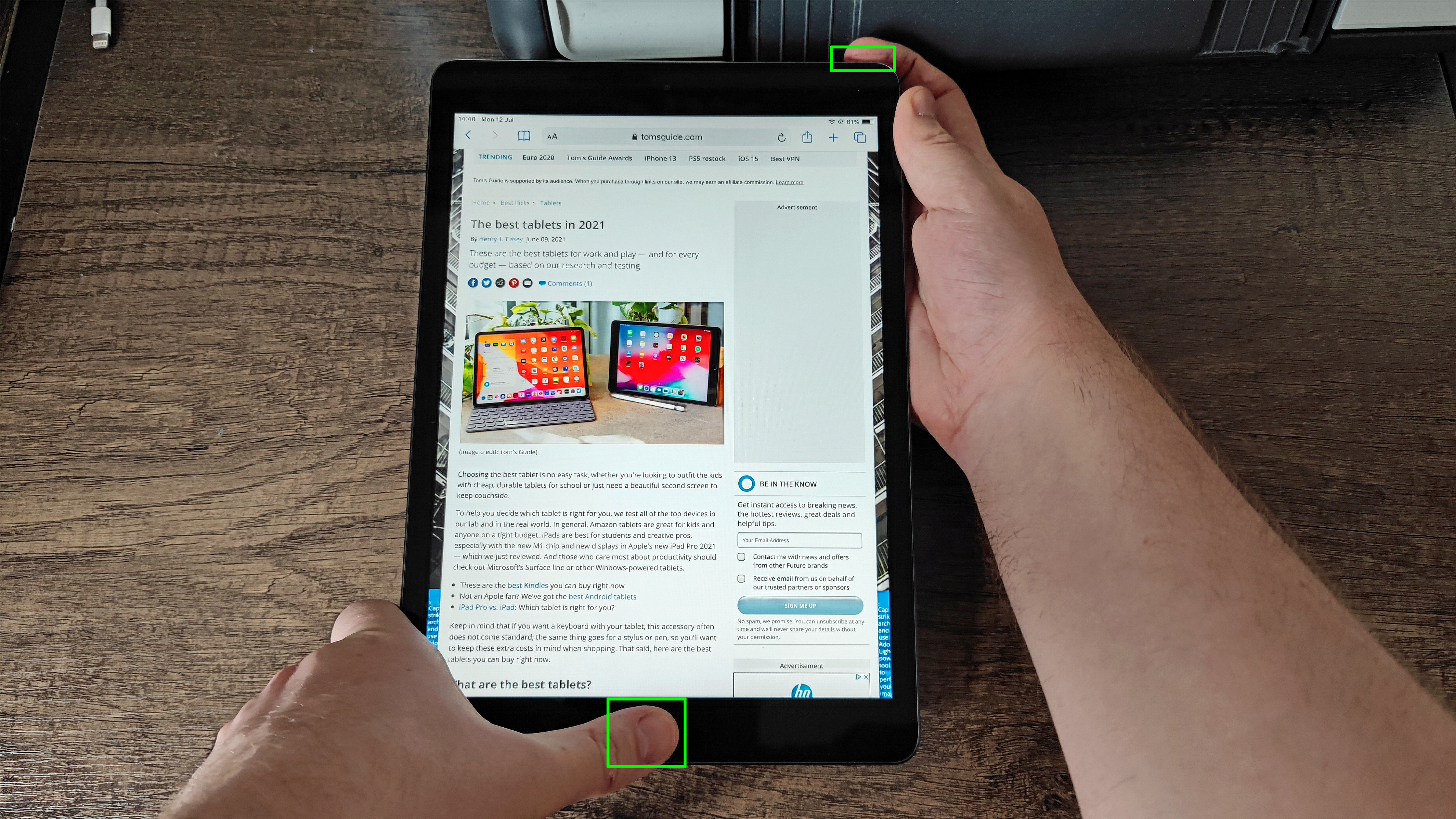 How to screenshot on iPad — Home button