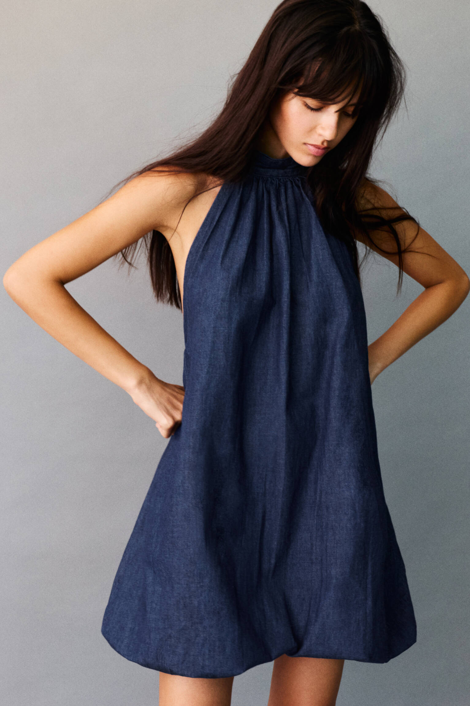 Short Denim Balloon Dress