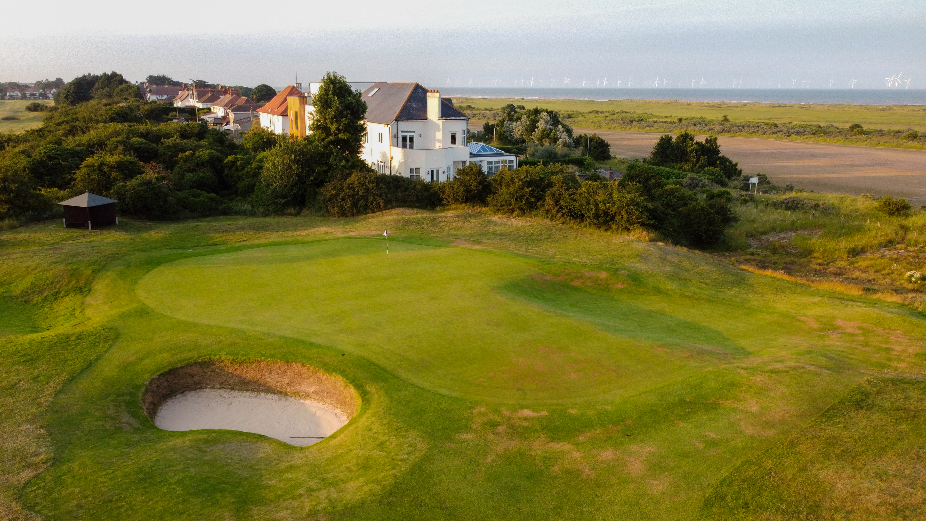 Looking down on the 16th green at Seacroft Golf Club