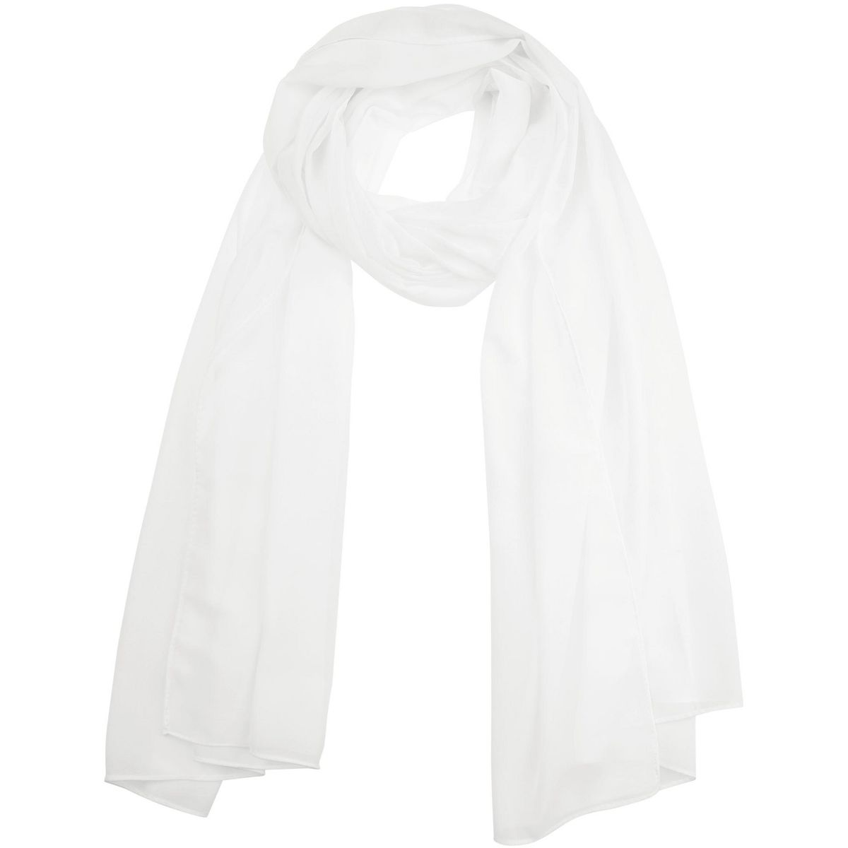 Elerevyo Women's Solid Chiffon Sheer Lightweight Soft Long Scarf Shawl 1 Pc 175x75cm/68.9x29.5 Inches(lxw) White
