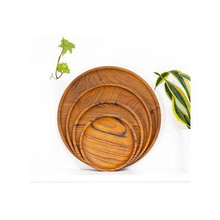 Round Teak Wood Plate