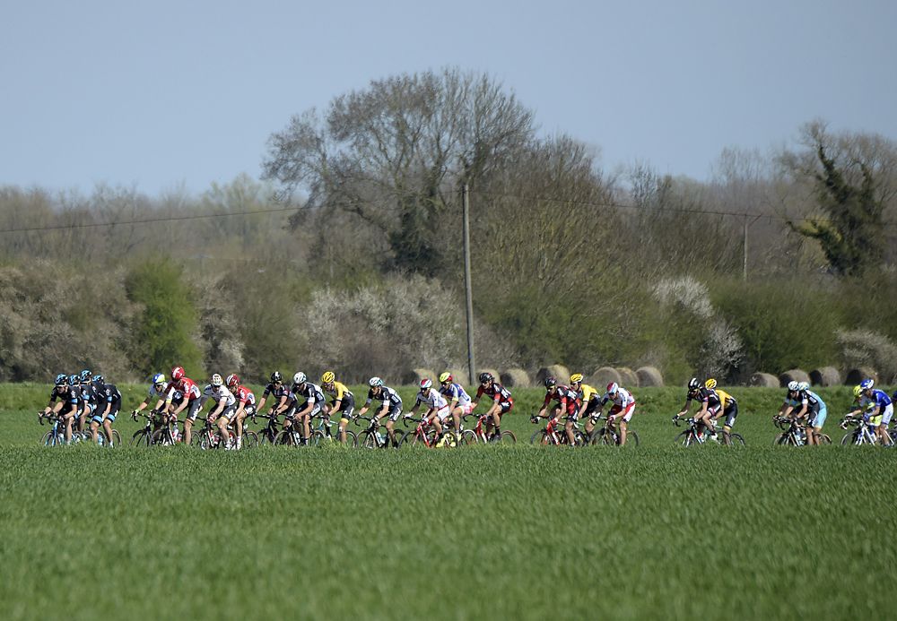 Team Sky leading the group in Paris-Roubaix