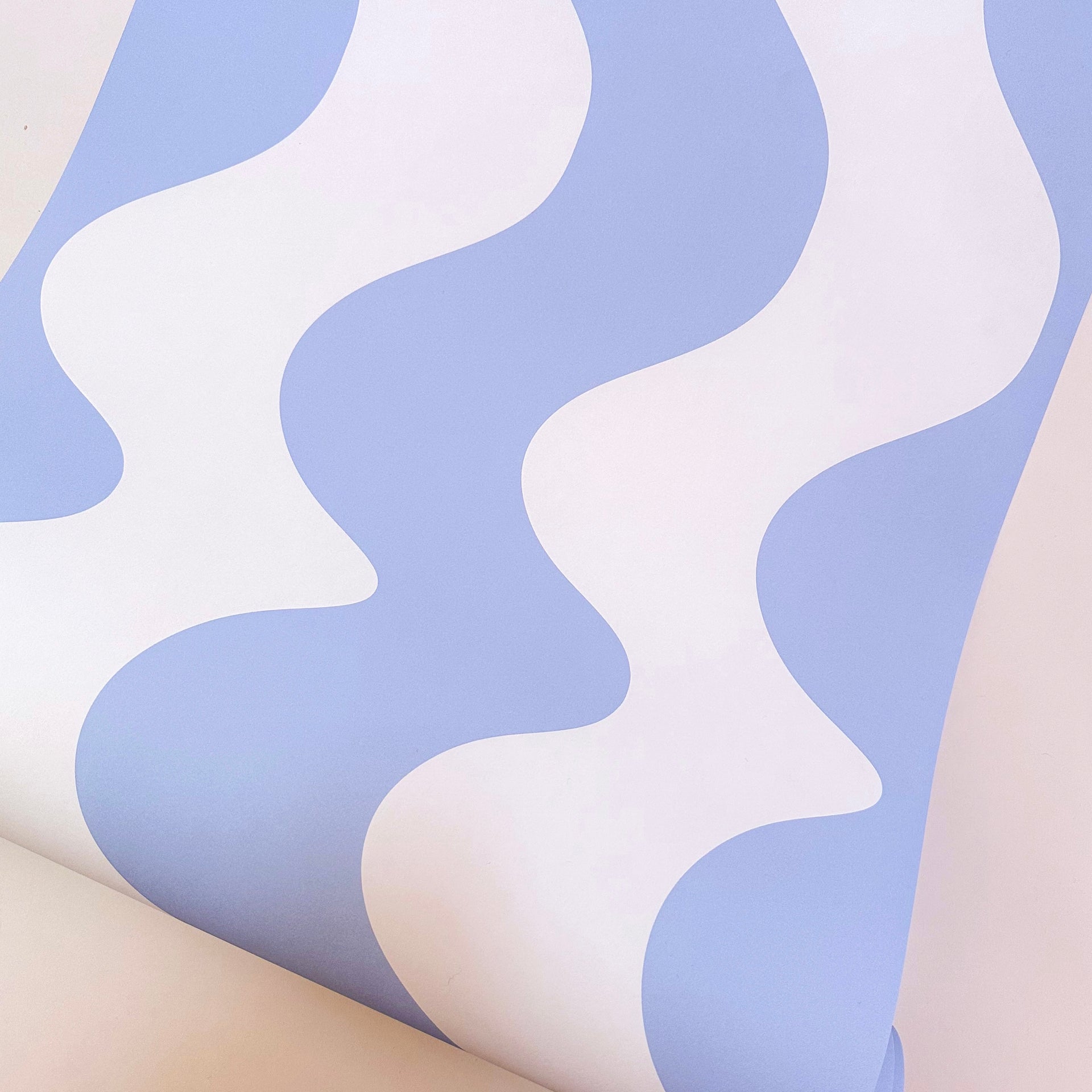 On the Same Wavelength Wallpaper in Pastel Blue | Light Blue Wavy Wallpaper - Premium Sample