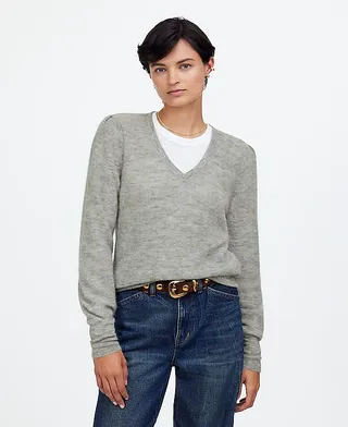 madewell, Pullover mit V-Ausschnitt aus Alpaka-Mischung