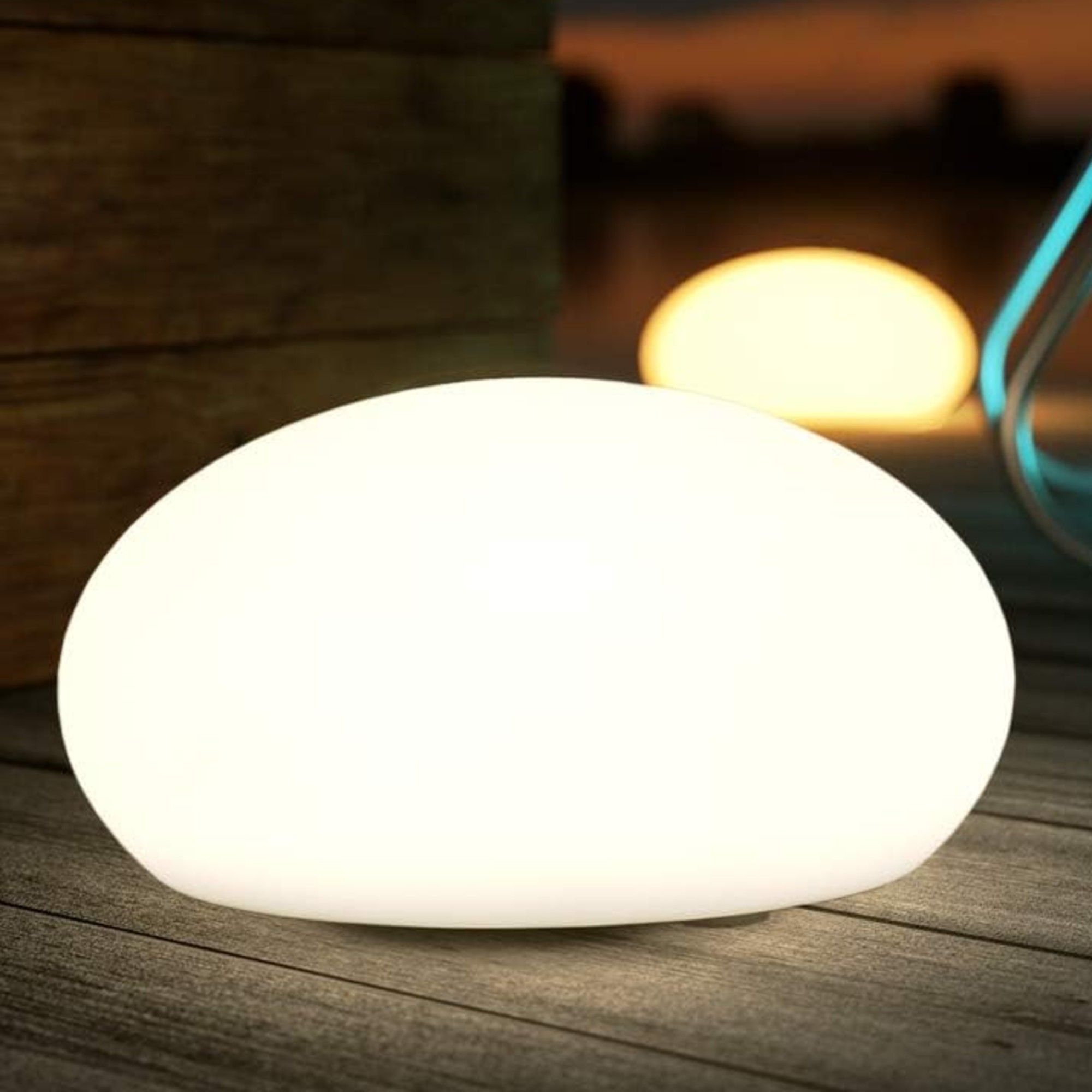 Shapelights&amp;reg; Indoor Outdoor USB Chargeable Solar Powered Colour Changing Mood Lights - Mini Pebble 24cm