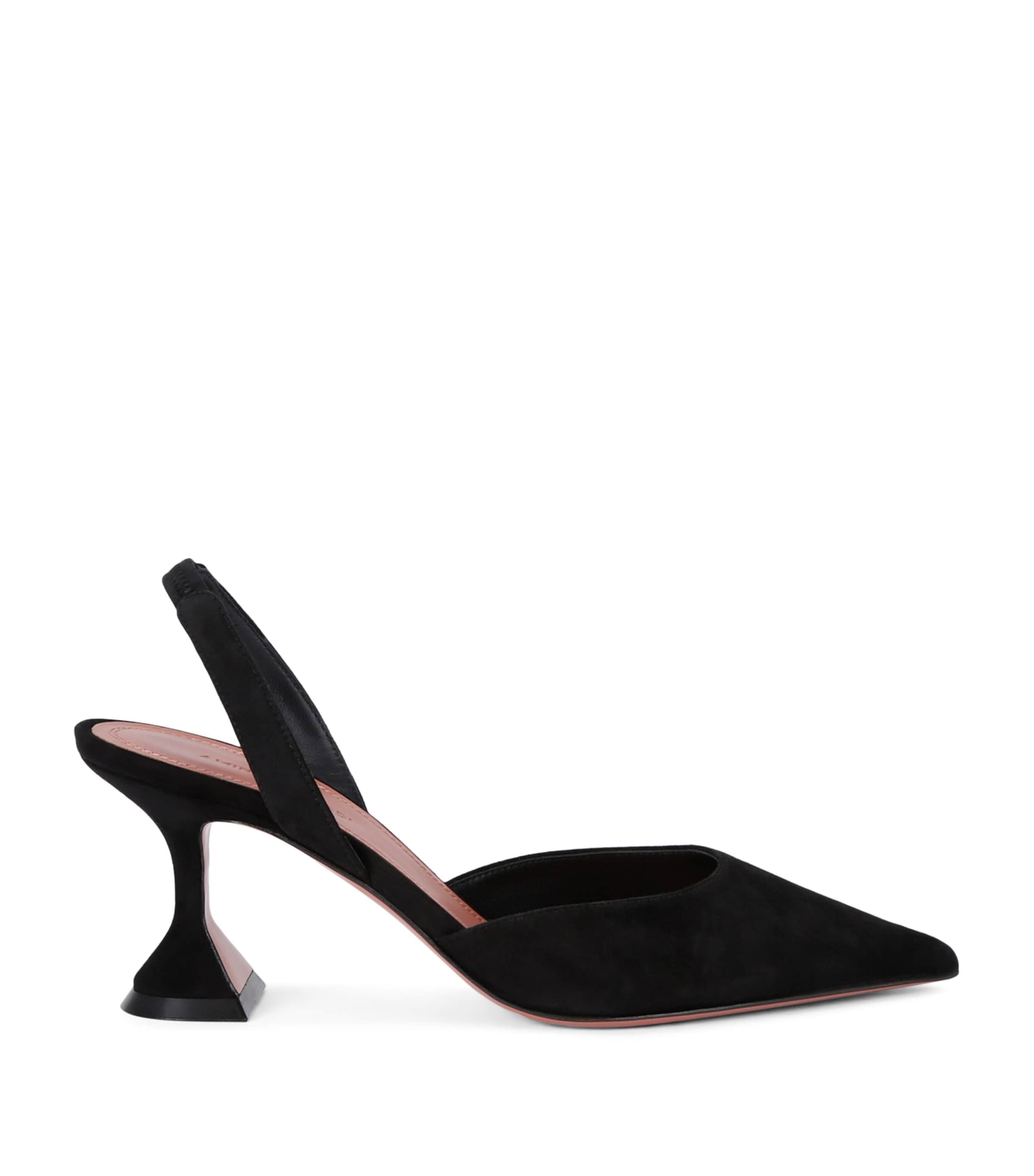 Amina Muaddi Suede Holli Slingback Pumps 70