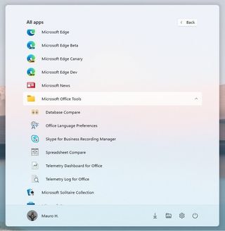 Start menu all apps